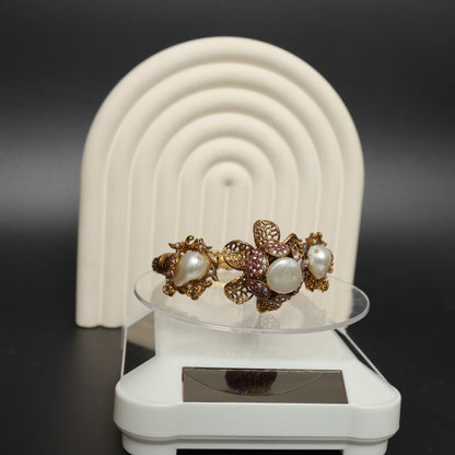 High-Polish Gold Toned Hinged Bangle