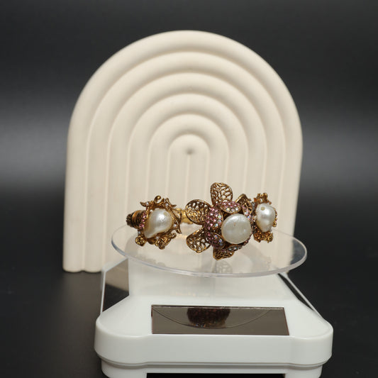 High-Polish Gold Toned Hinged Bangle