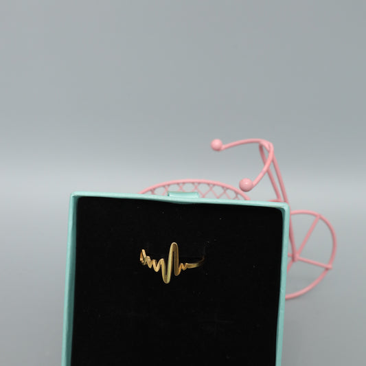 Trendy ECG Heartbeat Open Finger Ring  Stainless Steel