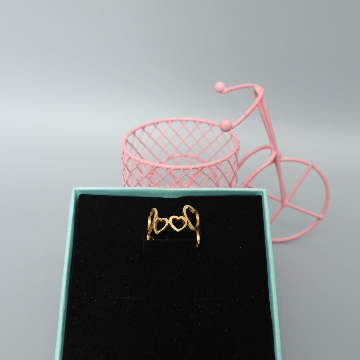 Gold Toned Open Heart  Ring - Minimalist Fashion Jewelry Gift  Stainless Steel