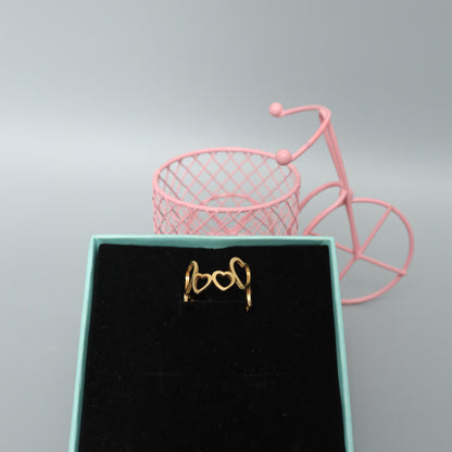 Gold Toned Open Heart  Ring - Minimalist Fashion Jewelry Gift  Stainless Steel