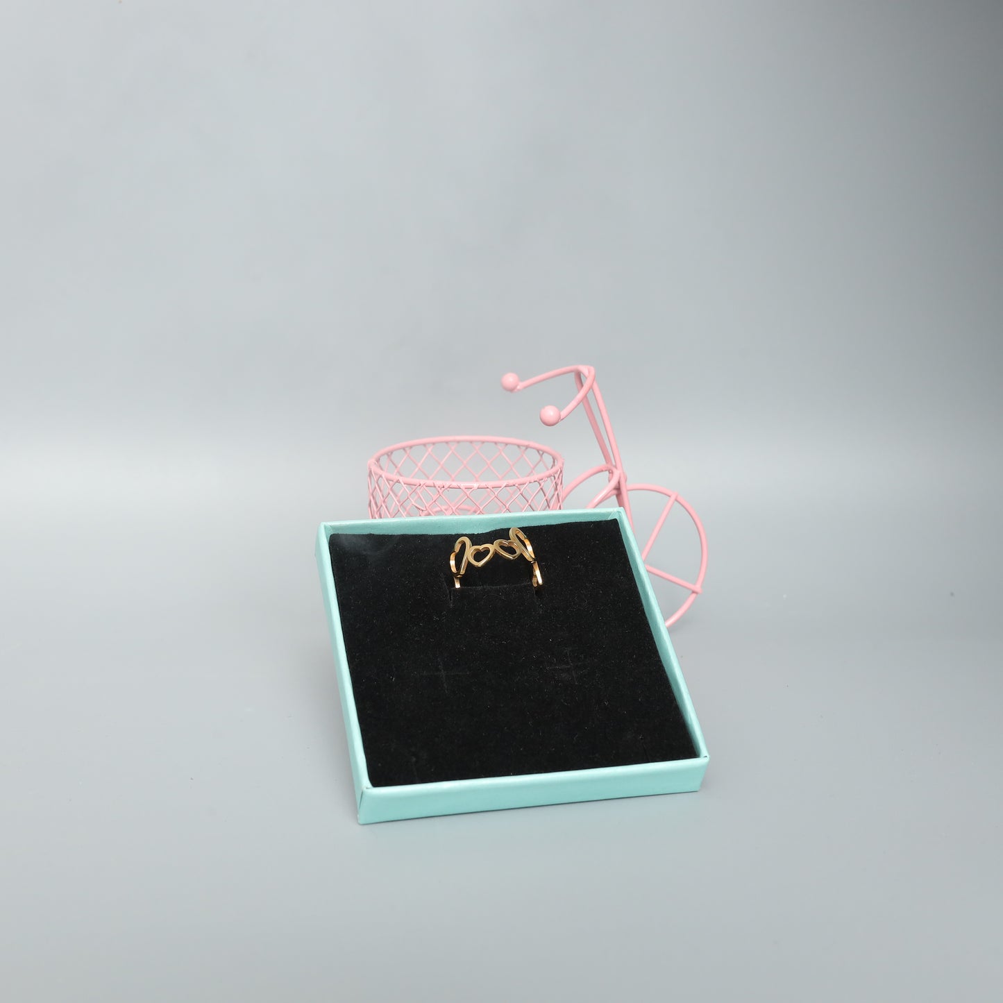 Gold Toned Open Heart  Ring - Minimalist Fashion Jewelry Gift  Stainless Steel