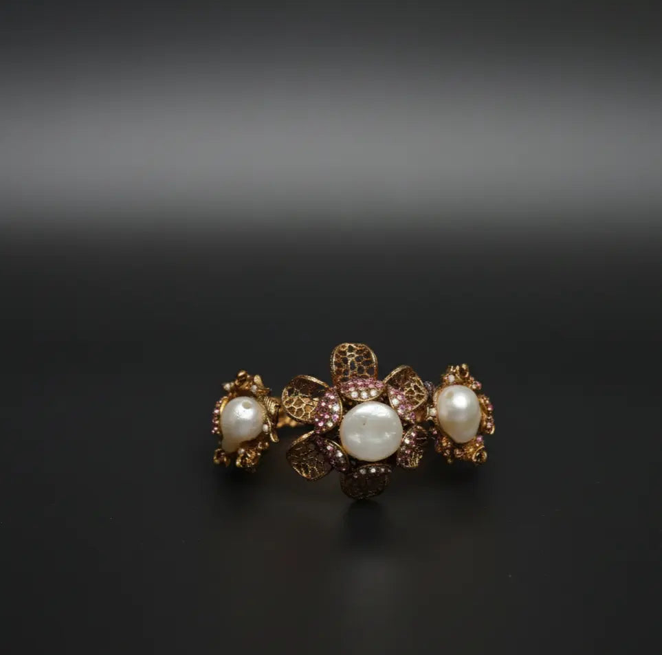 Rhinestone Flower & Pearl Turkish Design