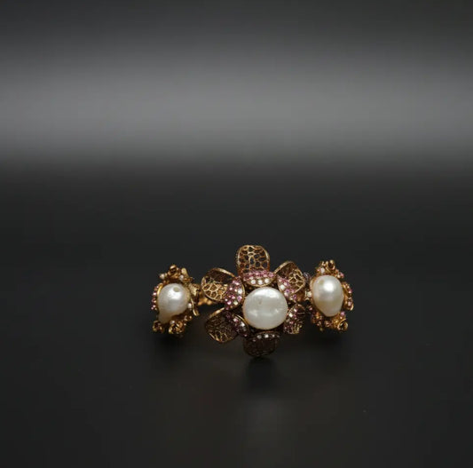 Rhinestone Flower & Pearl Turkish Design