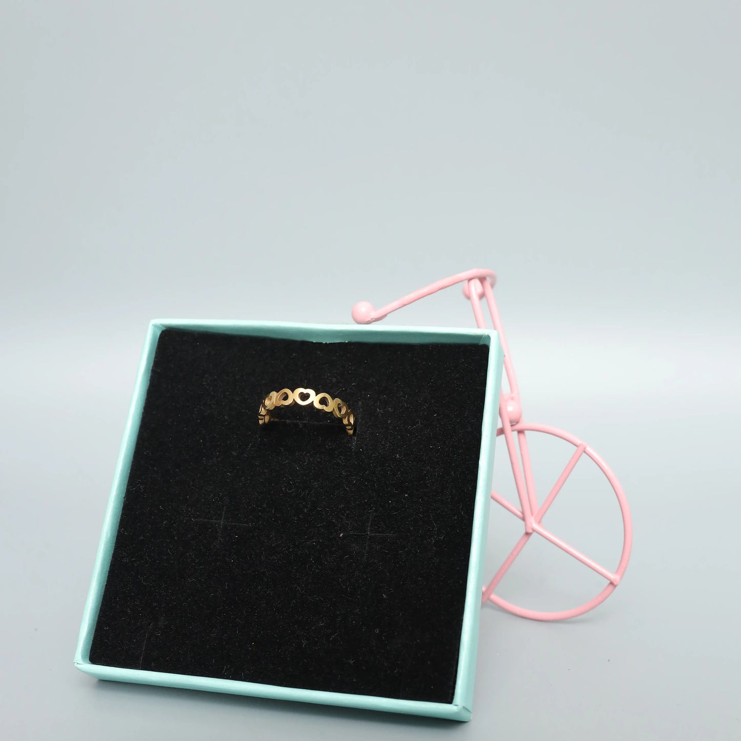 Gold Toned Heart Link Band Ring