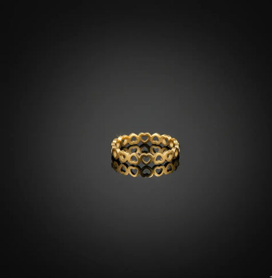 Gold Toned Heart Link Band Ring
