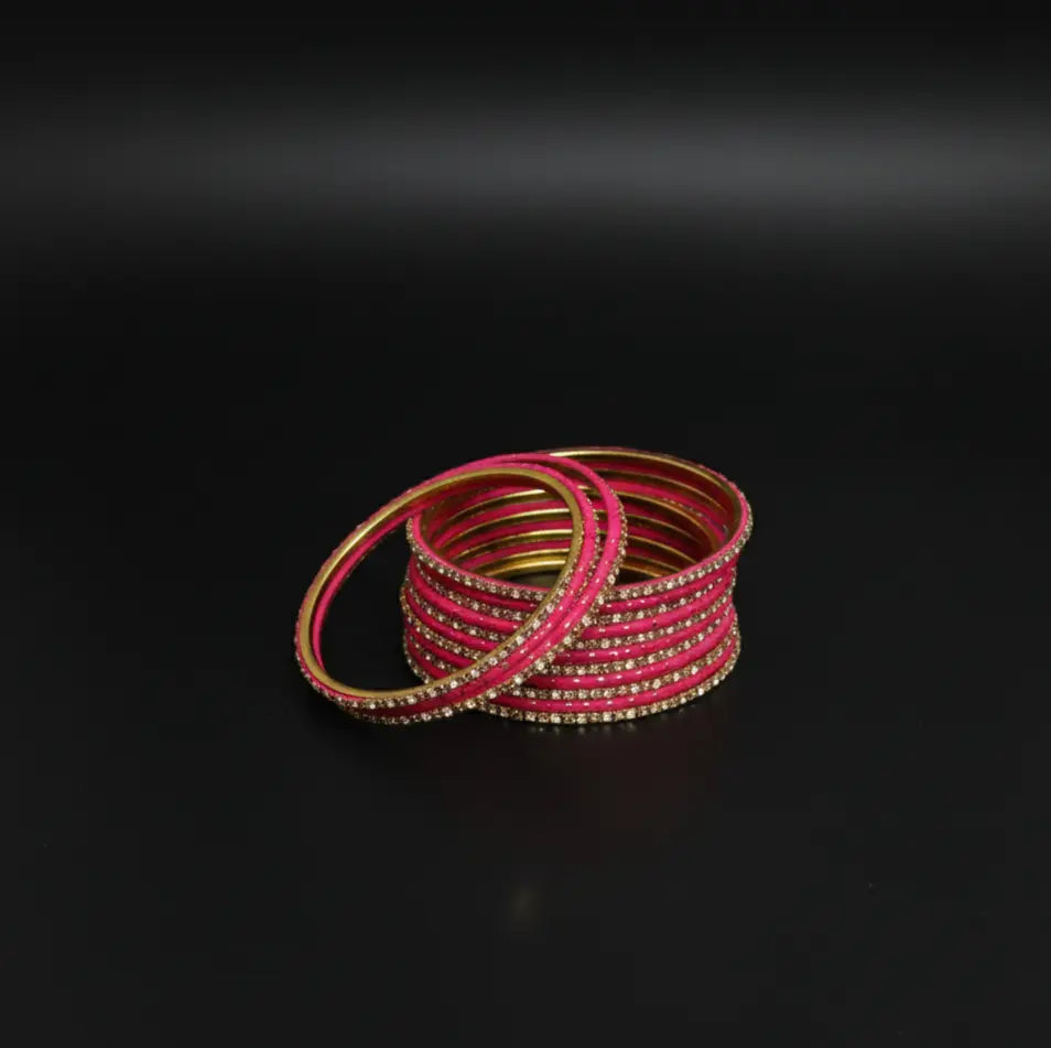 Vibrant Hot Pink Bangle Stack Stainless