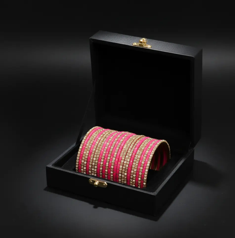 Vibrant Hot Pink Bangle Stack Stainless