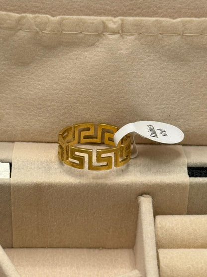 Stainless Steel Elysian Golden Maze Statement Ring