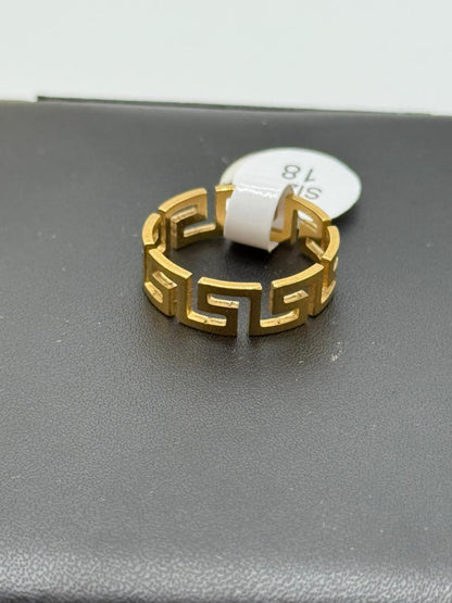 Stainless Steel Elysian Golden Maze Statement Ring