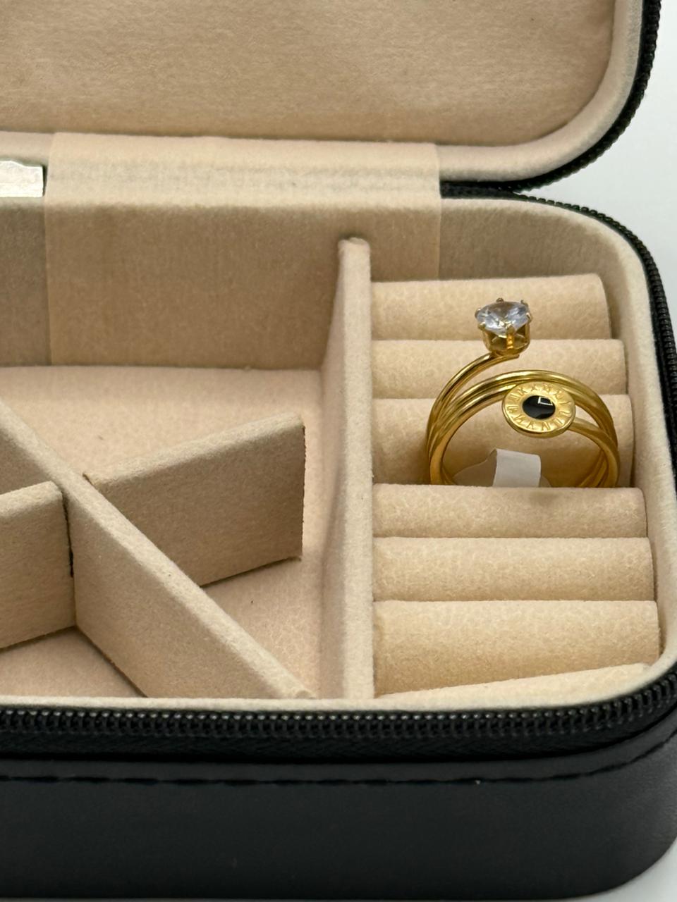 Stainless Steel Golden Eterna Roman Solitaire Ring