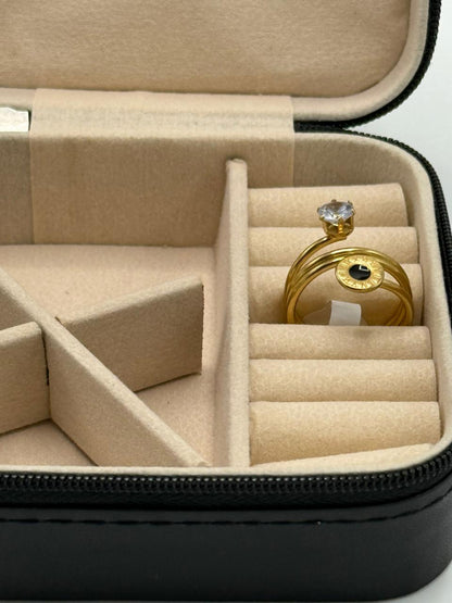 Stainless Steel Golden Eterna Roman Solitaire Ring