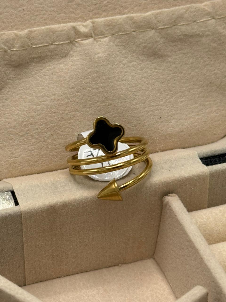 Stainless Steel Elysian Twist Clover Gold Ring  Stainless Steel