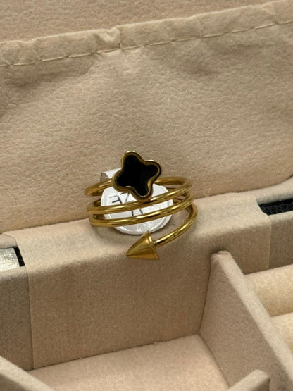 Stainless Steel Elysian Twist Clover Gold Ring  Stainless Steel