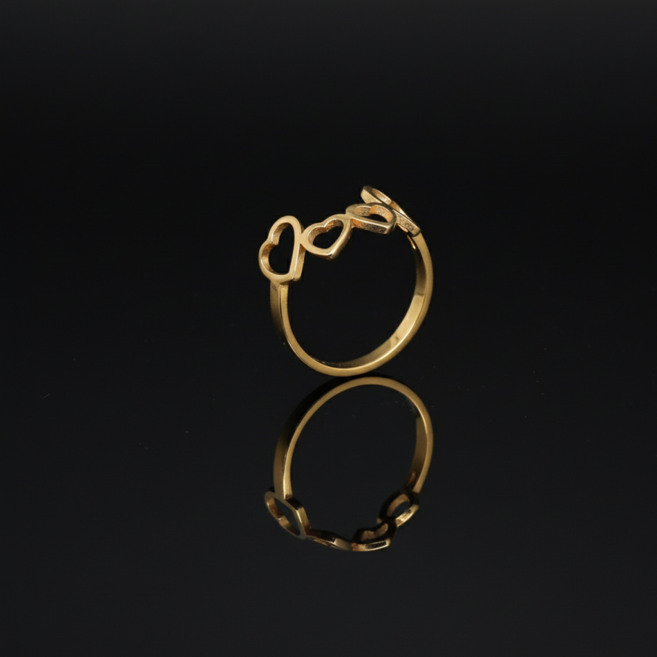 Gold Toned Open Heart  Ring - Minimalist Fashion Jewelry Gift  Stainless Steel