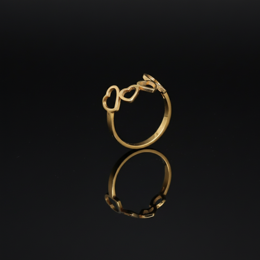 Gold Toned Open Heart  Ring - Minimalist Fashion Jewelry Gift  Stainless Steel
