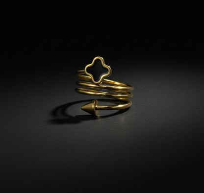 Stainless Steel Elysian Twist Clover Gold Ring  Stainless Steel