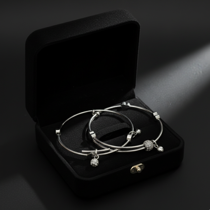 Sterling Silver Heart & Cubic Zirconia Bangles  Stainless Steel