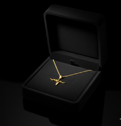 Pulse of Gold – Heartbeat Pendant Necklace  Stainless Steel
