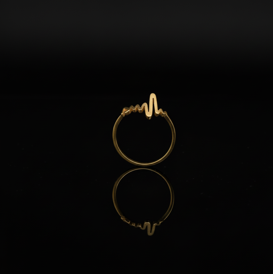 Trendy ECG Heartbeat Open Finger Ring  Stainless Steel