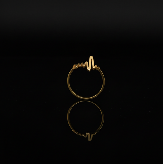 Trendy ECG Heartbeat Open Finger Ring  Stainless Steel