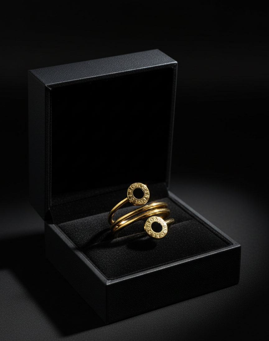 Stainless Steel Luna Noir Spiral Elegance Ring