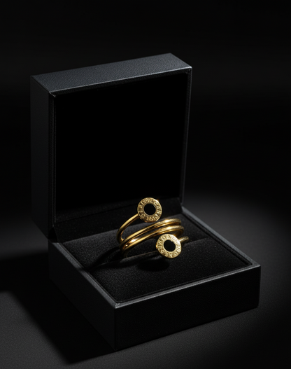 Stainless Steel Luna Noir Spiral Elegance Ring