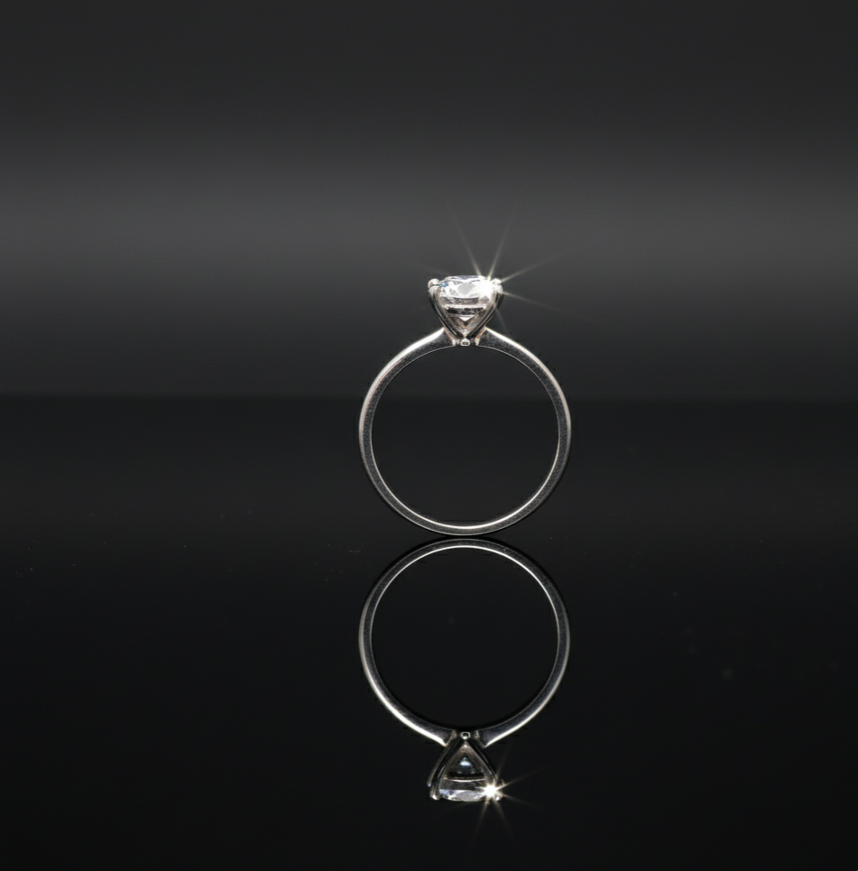 Classic Silver Toned Solitaire Ring  Stainless Steel