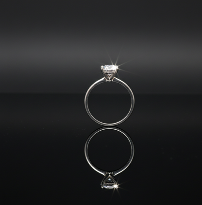 Classic Silver Toned Solitaire Ring  Stainless Steel