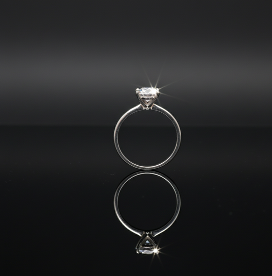 Classic Silver Toned Solitaire Ring  Stainless Steel