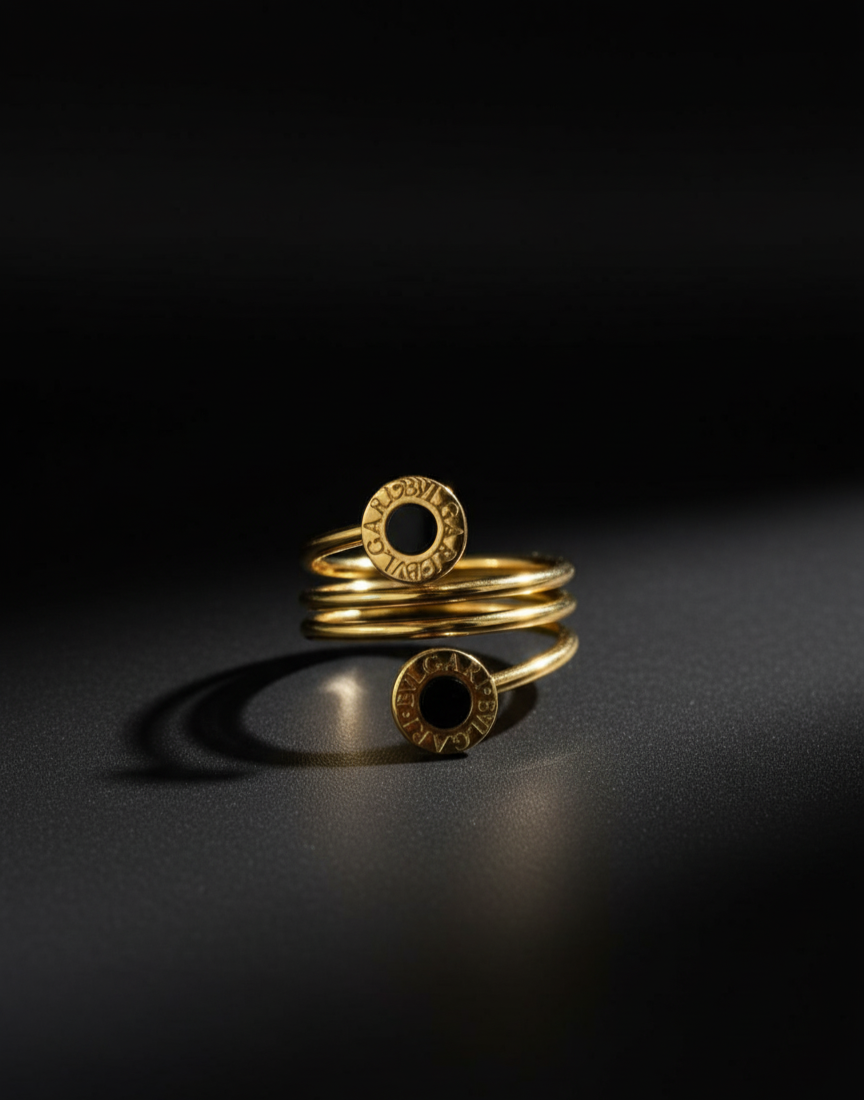 Stainless Steel Luna Noir Spiral Elegance Ring