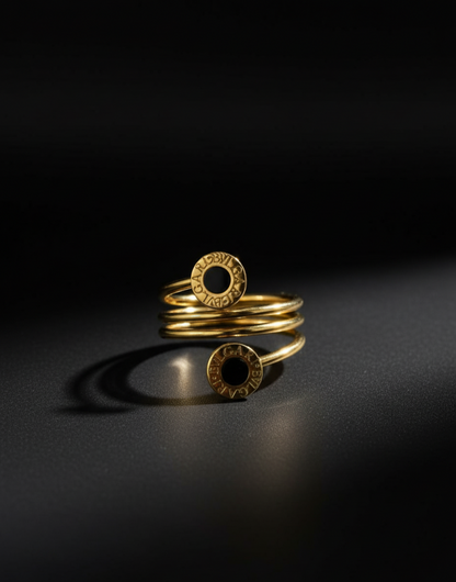 Stainless Steel Luna Noir Spiral Elegance Ring