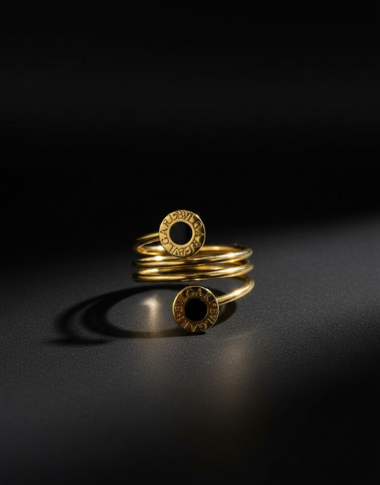 Stainless Steel Luna Noir Spiral Elegance Ring