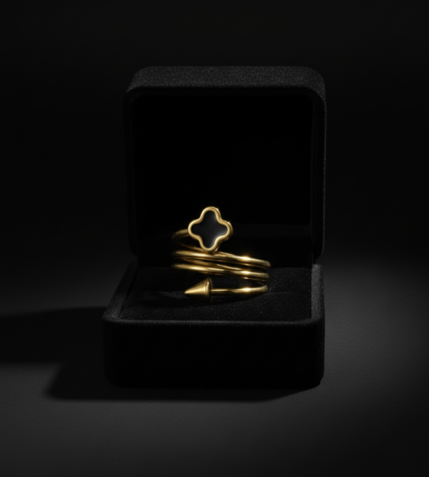 Stainless Steel Elysian Twist Clover Gold Ring  Stainless Steel