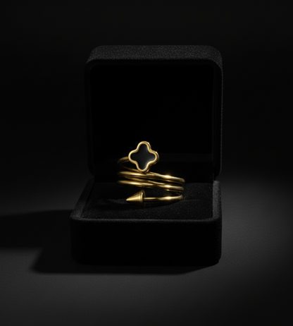 Stainless Steel Elysian Twist Clover Gold Ring  Stainless Steel