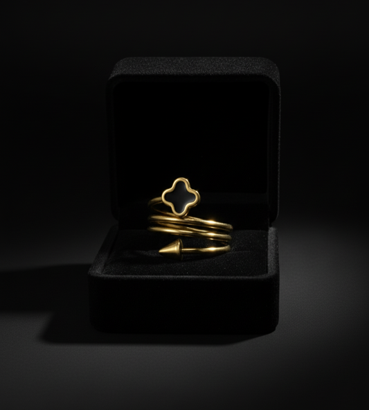 Stainless Steel Elysian Twist Clover Gold Ring  Stainless Steel